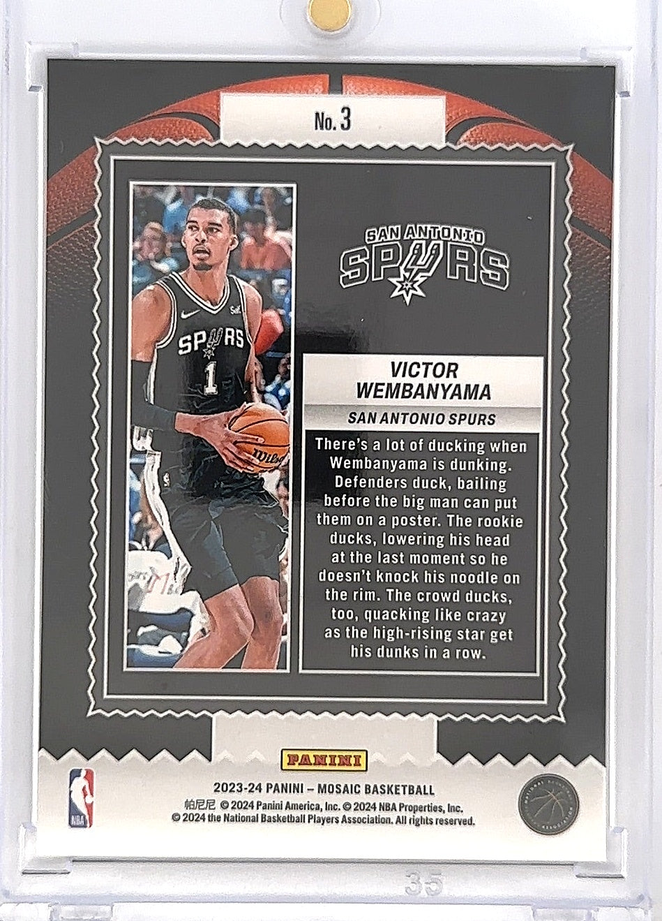 2023 Panini Mosaic Jam Masters Victor Wembanyama #3 — back