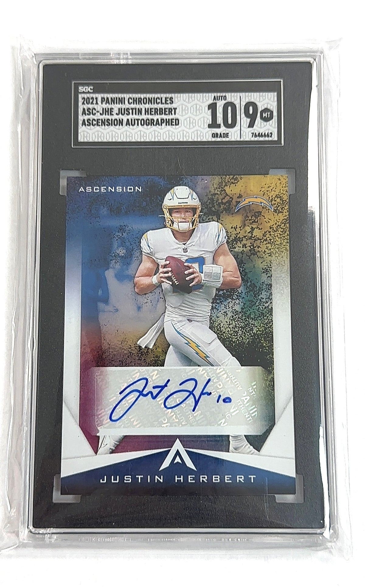 2021 Panini Chronicles Ascension Autographs Justin Herbert #ASC-JHE AUTO SGC 9 — front