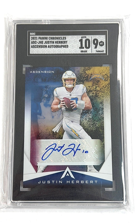 2021 Panini Chronicles Ascension Autographs Justin Herbert #ASC-JHE AUTO SGC 9 — front