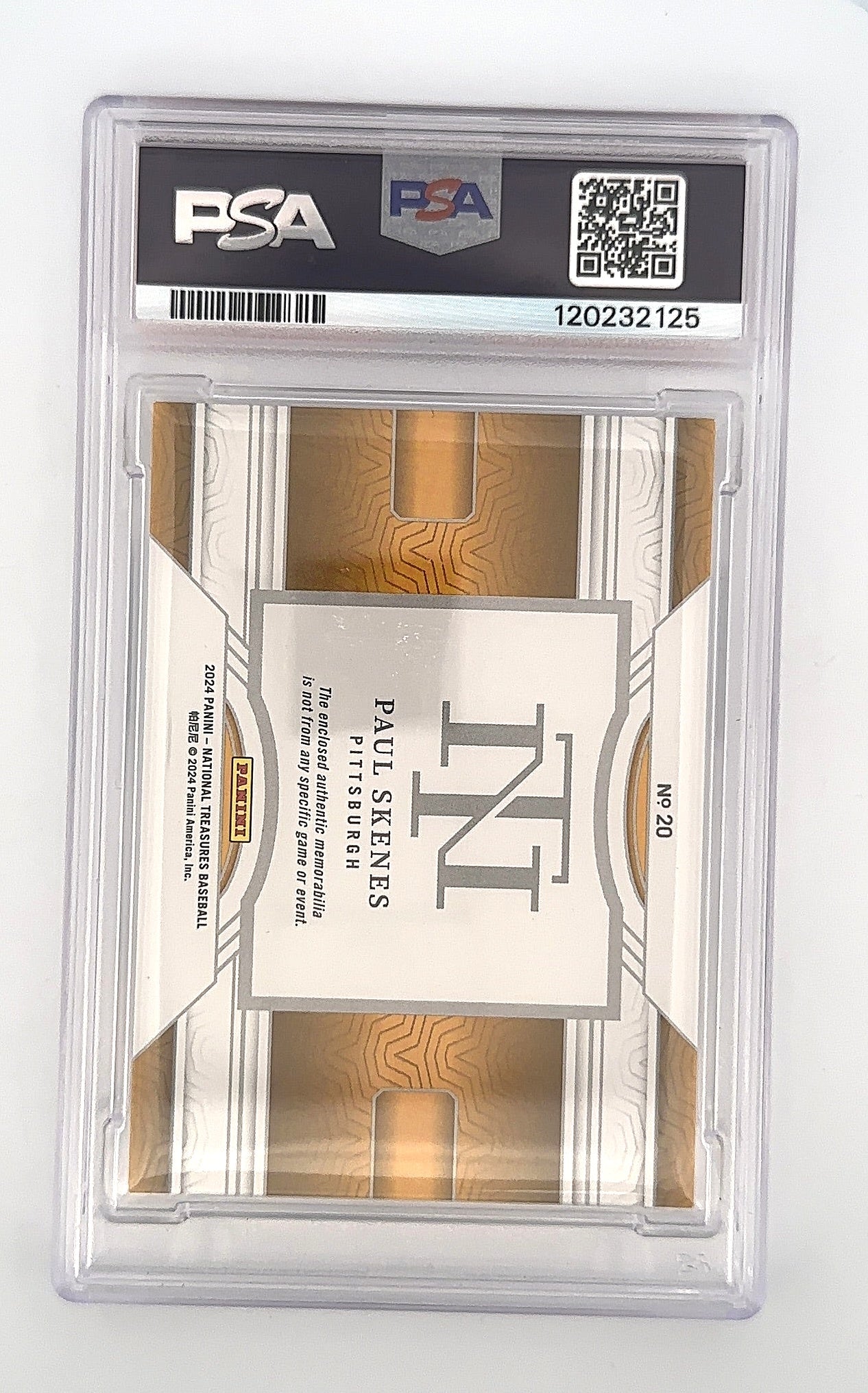 2024 Panini National Treasures Game Gear Swatches Trio Paul Skenes #20 PSA 10 — back