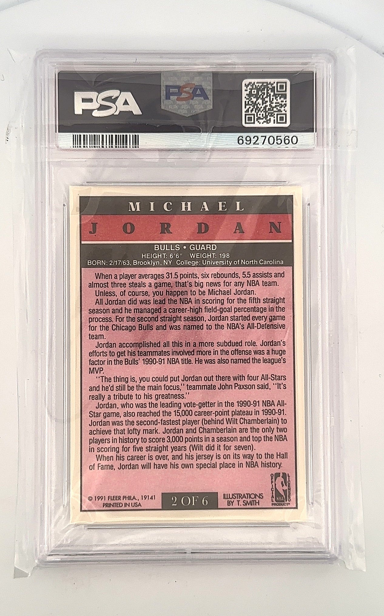 1991 Fleer Pro Visions Michael Jordan #2 PSA 9 — back