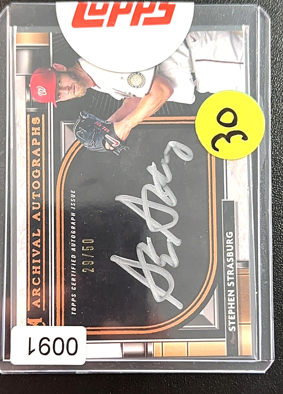 Stephen Strasburg archival auto — front