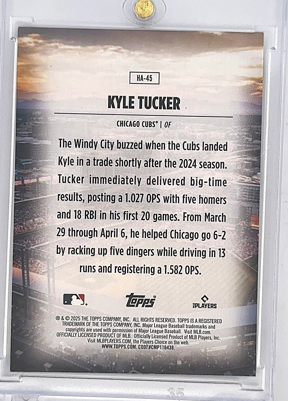 2025 Topps Update Homefield Advantage Kyle Tucker #HA-45 — back