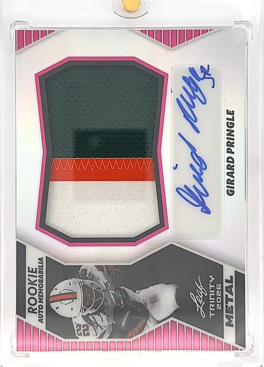2026 Leaf Trinity Rookie Auto Memorabilia Metal Girard Pringle [Pink] #RMM-GP1 — front