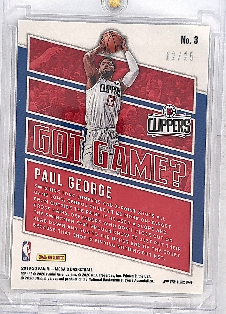 2019 Panini Mosaic Got Game Paul George Mosaic #3 — back