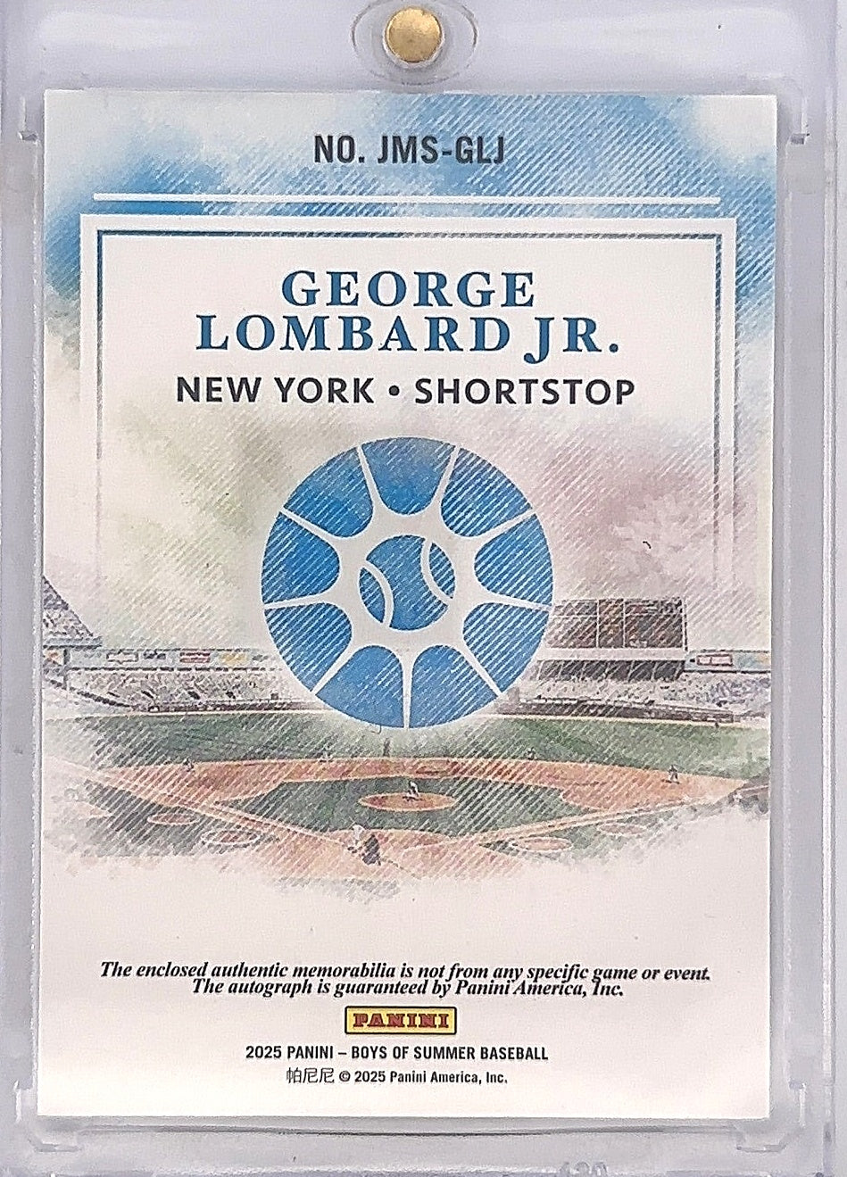George Lombard Jr Boys of Summer Patch 3/5 — back