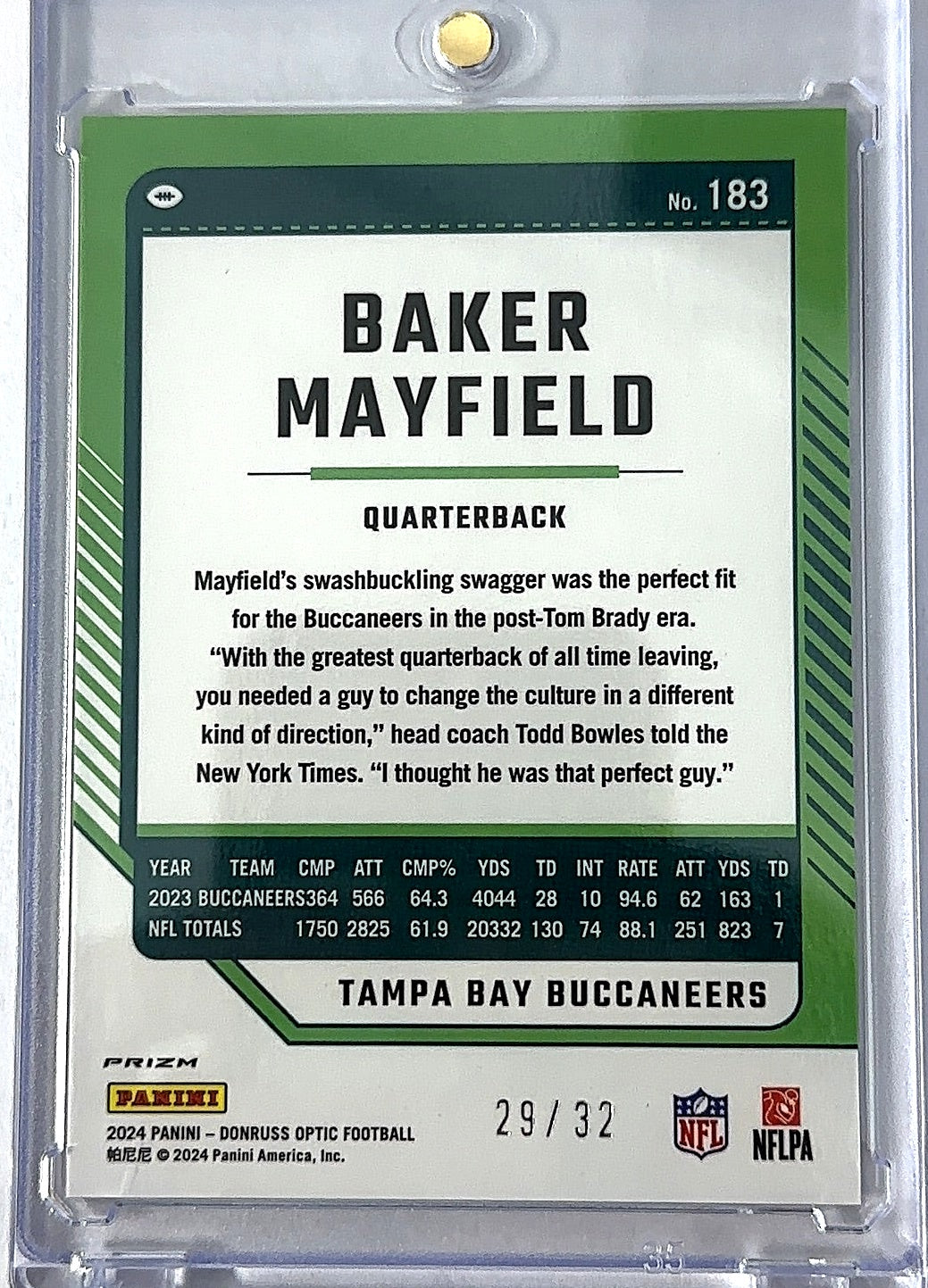 2024 Panini Donruss Optic Baker Mayfield [Team Logo] #183 — back
