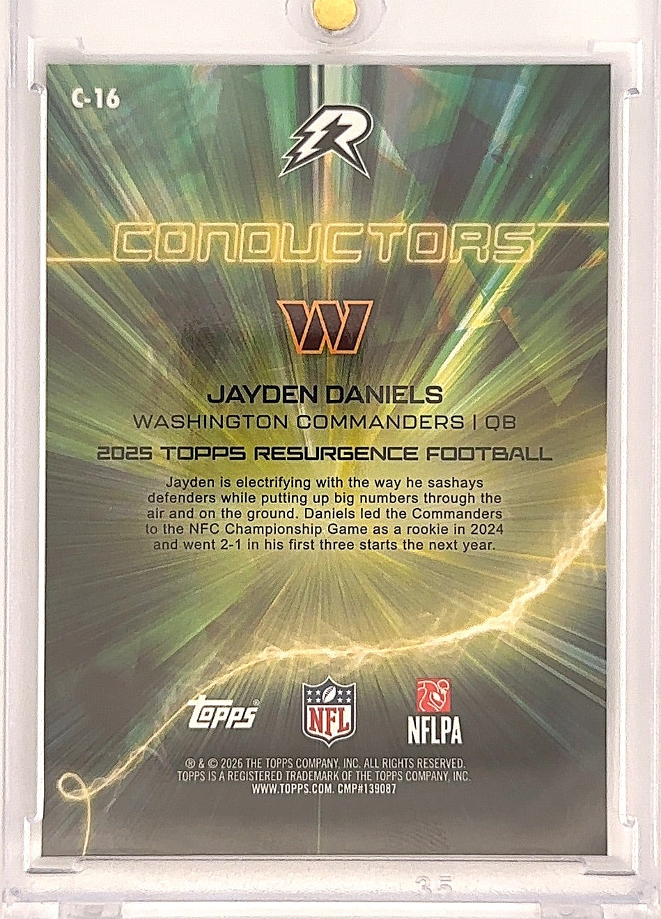 2025 Topps Resurgence Conductors Jayden Daniels [Teal Surge] #C-16 — back