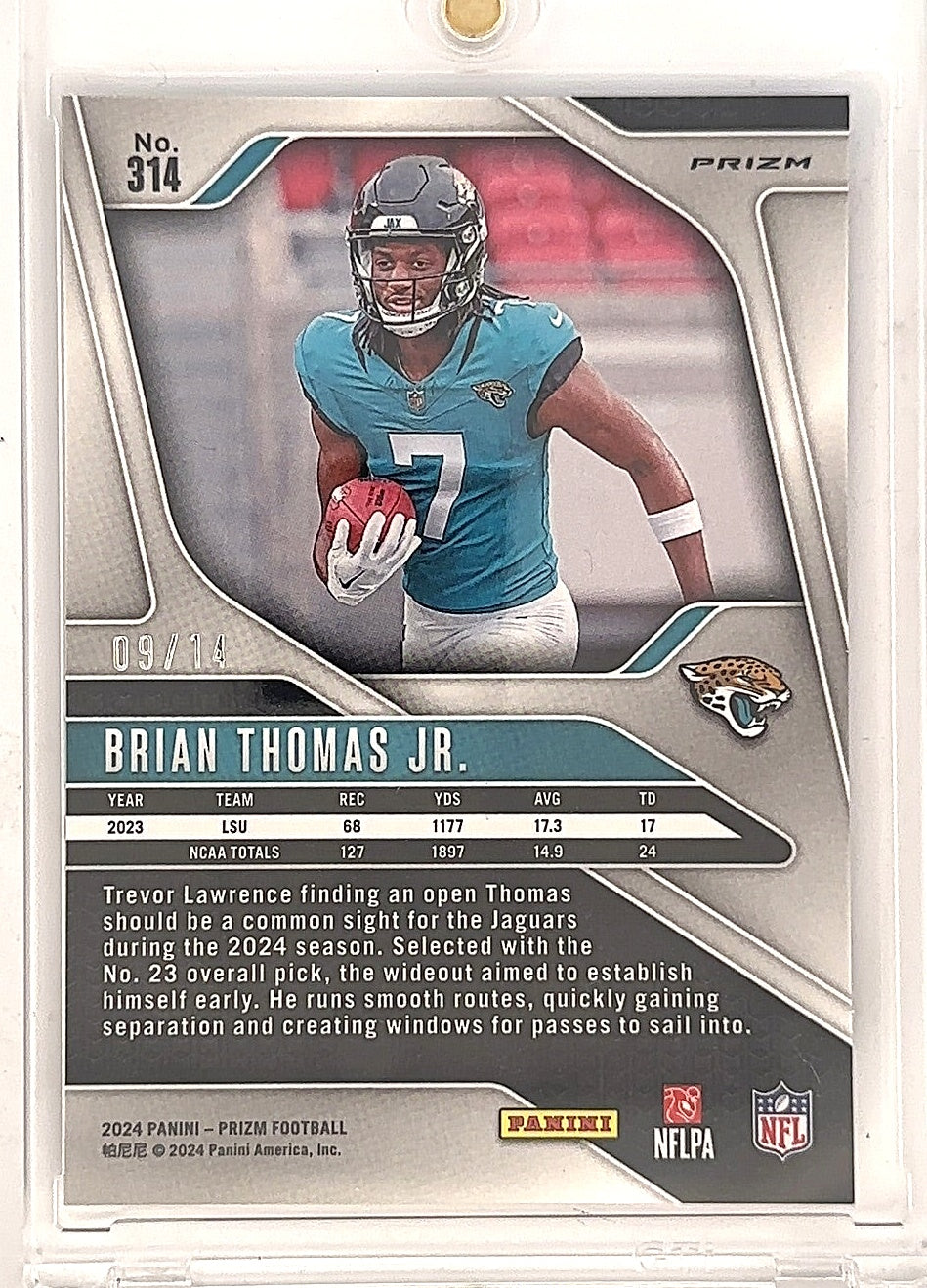2024 Panini Prizm Brian Thomas Jr. [Choice Blue] #314 — back