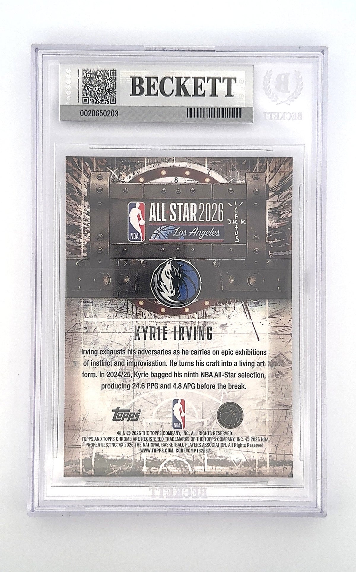2025 Topps Chrome Cactus Jack X NBA All-Star Game Kyrie Irving #8 BGS 9 — back
