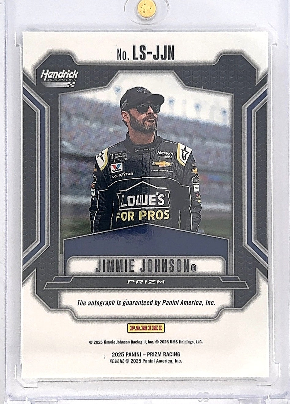 Jimmie Johnson 2025 Panini Prizm Legendary Autograph — back