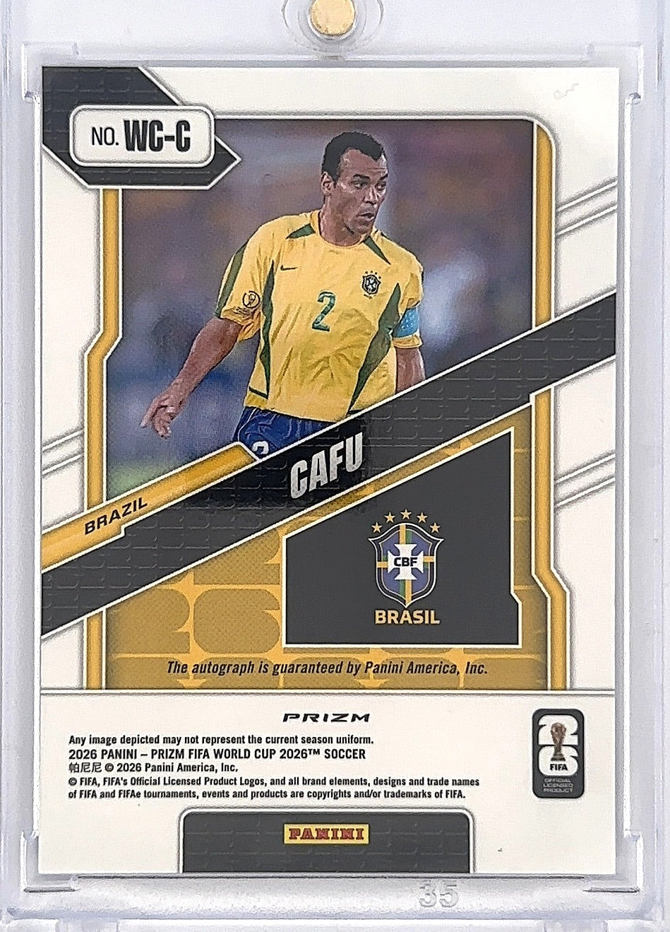 2026 Cafu Prizm Fifa World Cup 2026 Winning Captains Auto #WC-C — back