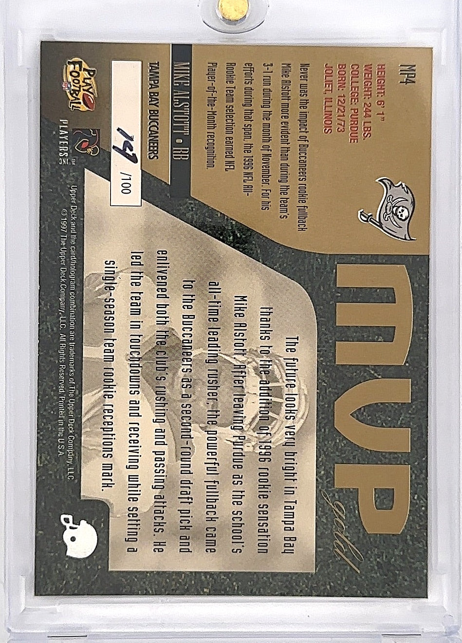 2002 Upper Deck MVP Mike Alstott [Gold] #231 — back