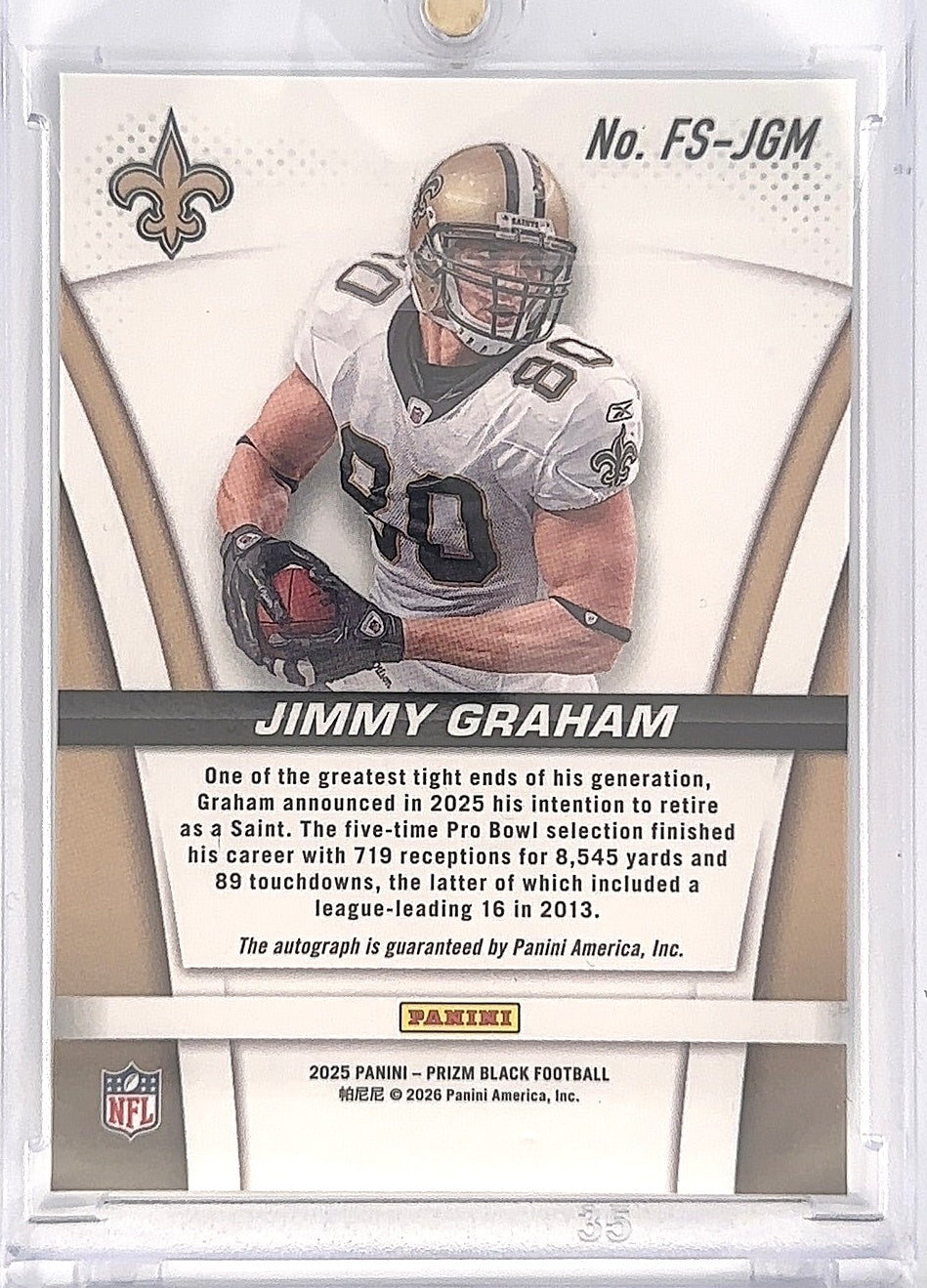 2025 Jimmy Graham Prizm Black Auto #FS-JGM — back