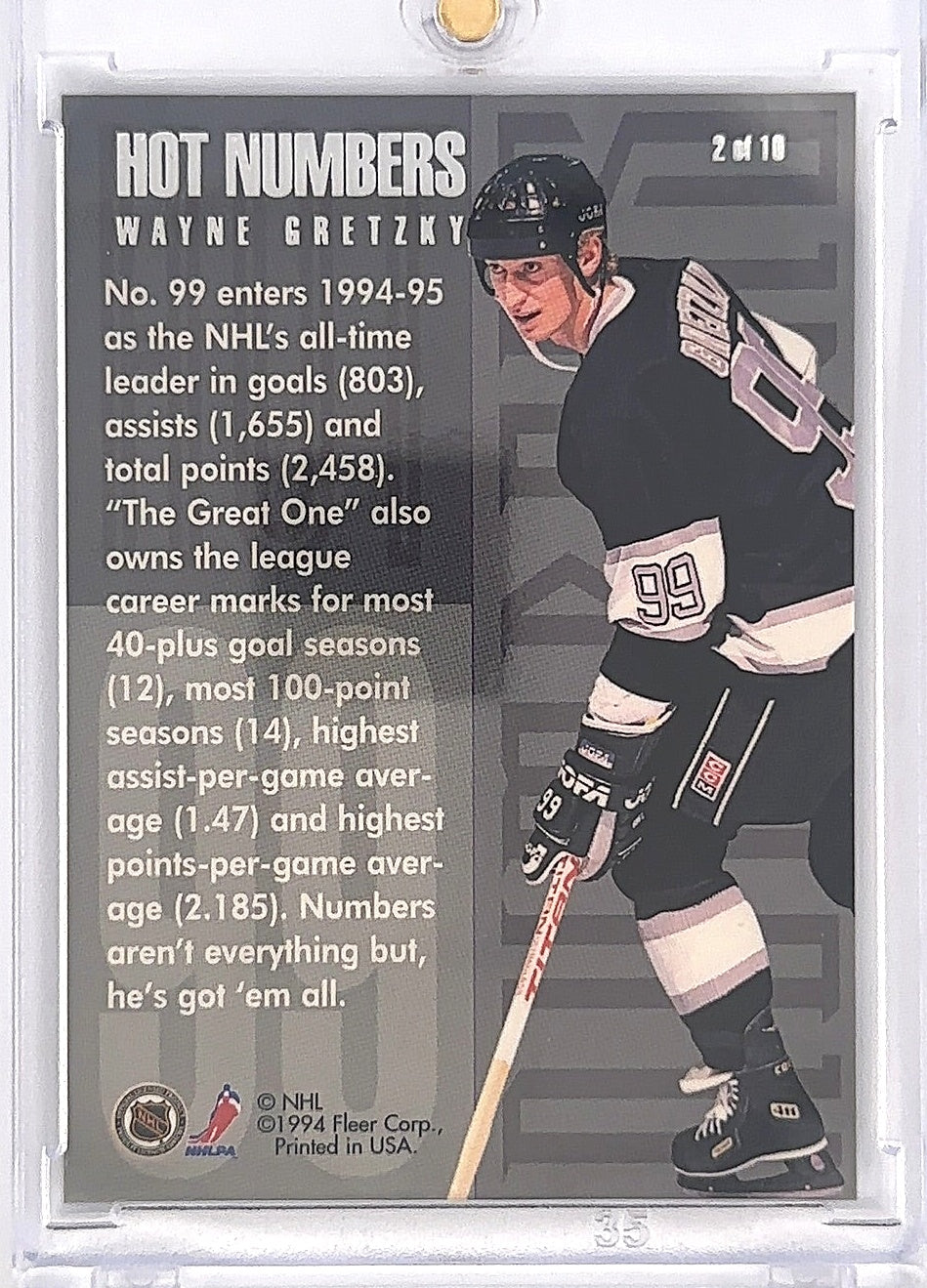 1994 Flair Hot Numbers Wayne Gretzky #2 — back