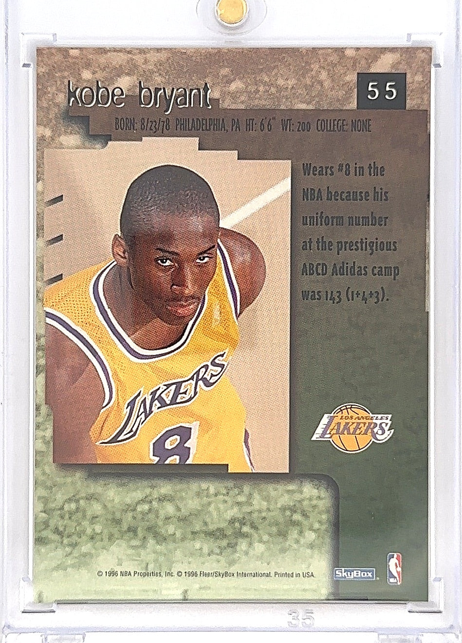 1996 Skybox Premium Kobe Bryant #55 — back