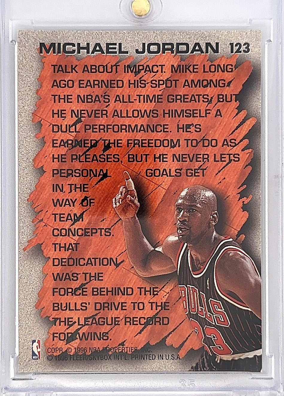 1996 Fleer Michael Jordan #123 — back