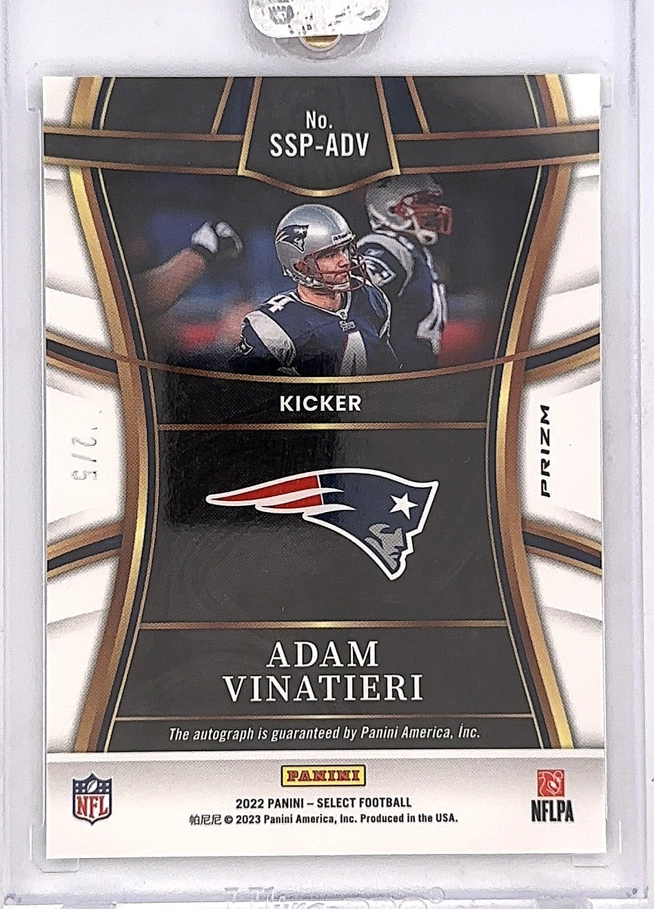 Adam Vinatieri Green Select Auto /5 — back