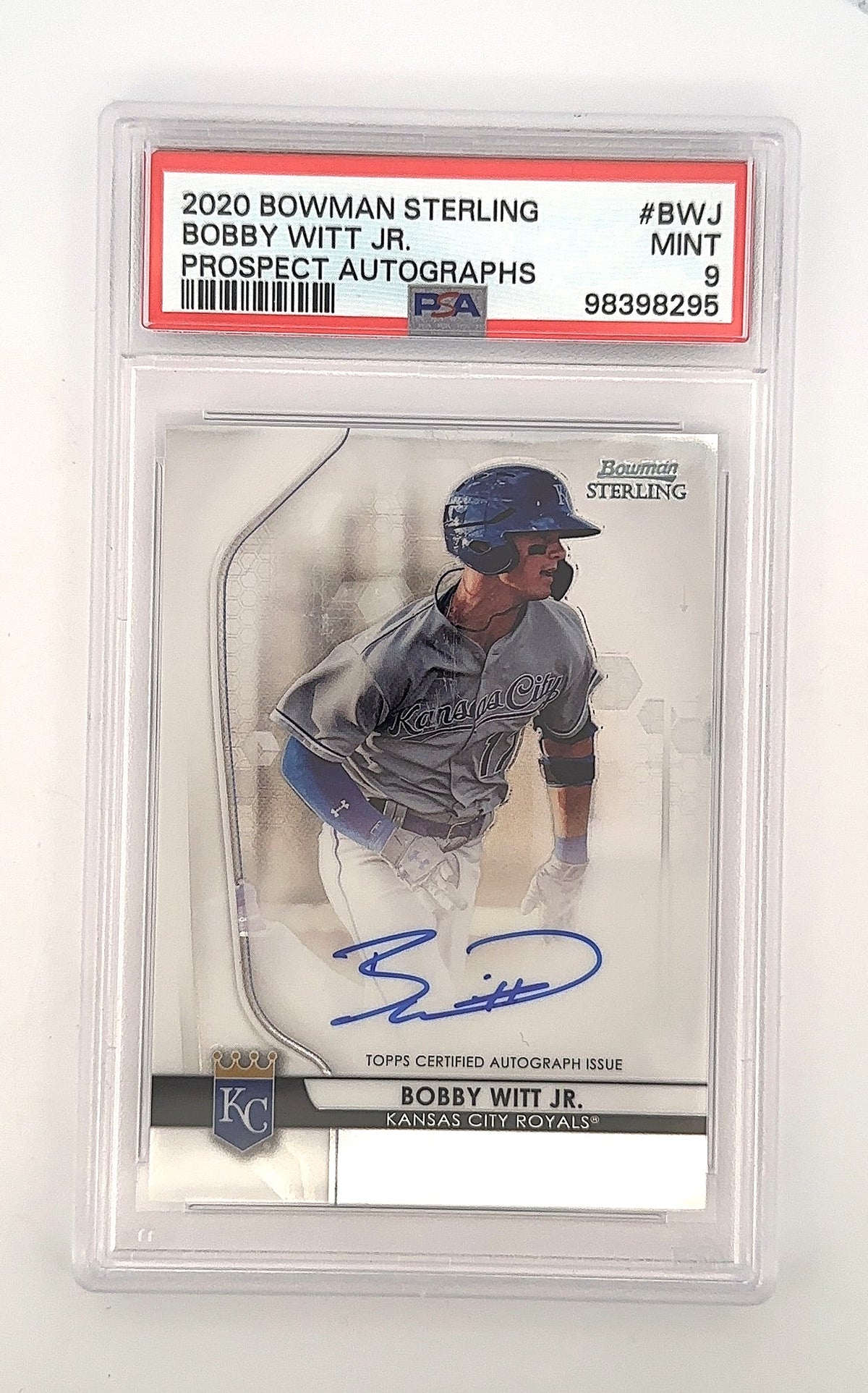 2020 Bowman Sterling Prospect Autographs Bobby Witt Jr. #BWJ PSA 9 — front