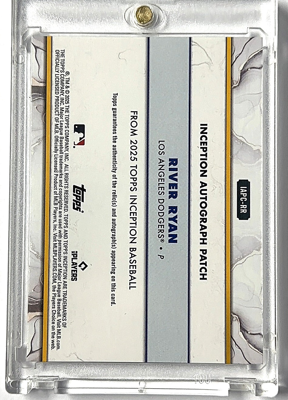 2025 Topps Inception Autographed Patch River Ryan #IAPC-RR AUTO — back
