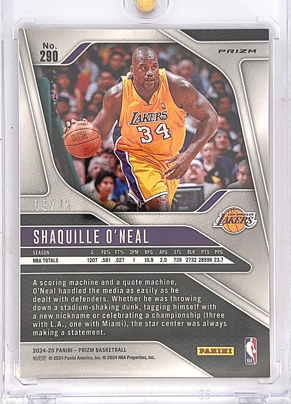 2024 Panini Prizm Shaquille O'Neal [Pink Pulsar] #290 — back