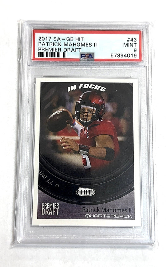 2017 Sage Hit Premier Draft Patrick Mahomes II #43 RC PSA 9 — front