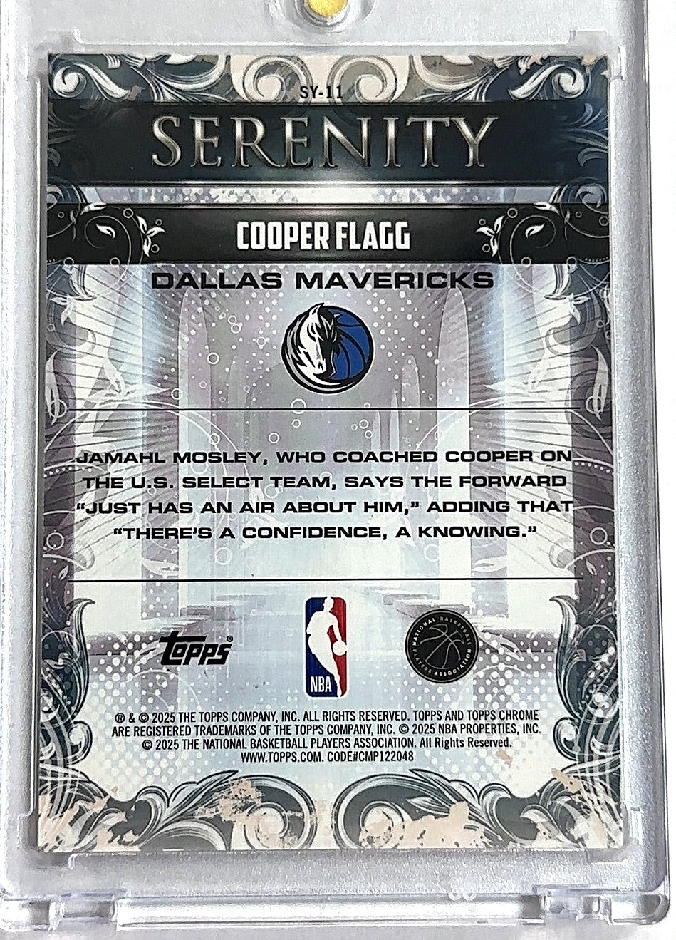 2025 Topps Chrome Serenity Cooper Flagg #SY-11 — back