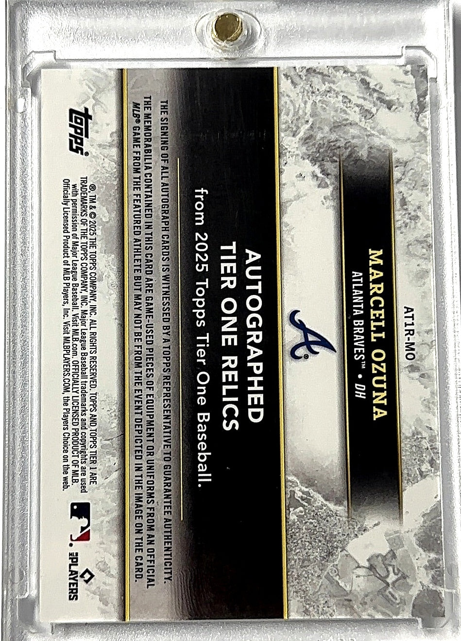 2025 Marcell Ozuna Topps Tier One Relics Auto /99 — back
