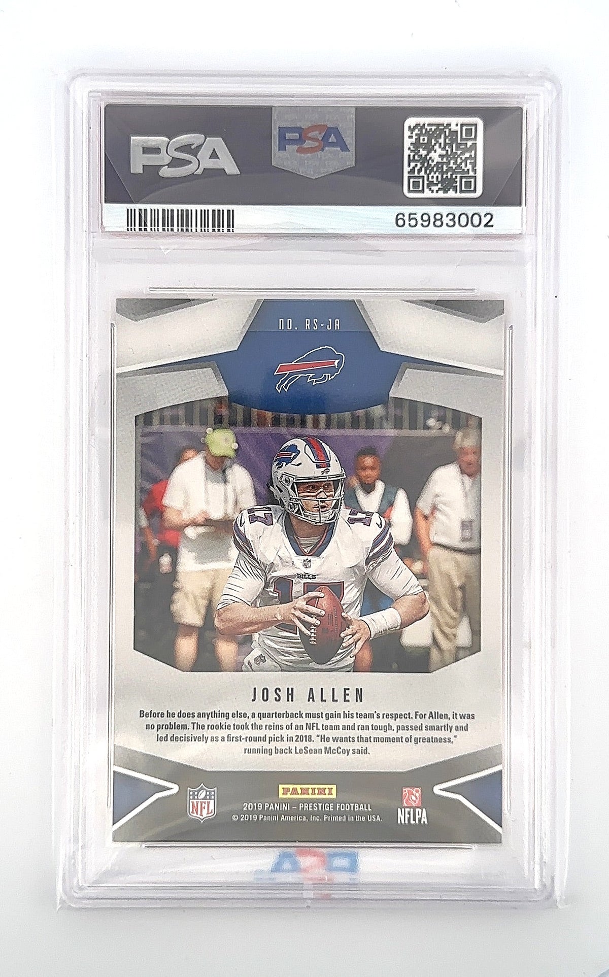 Josh Allen 2019 Panini Prestige Rising Stars #RSJA PSA GEM MT 10 — back