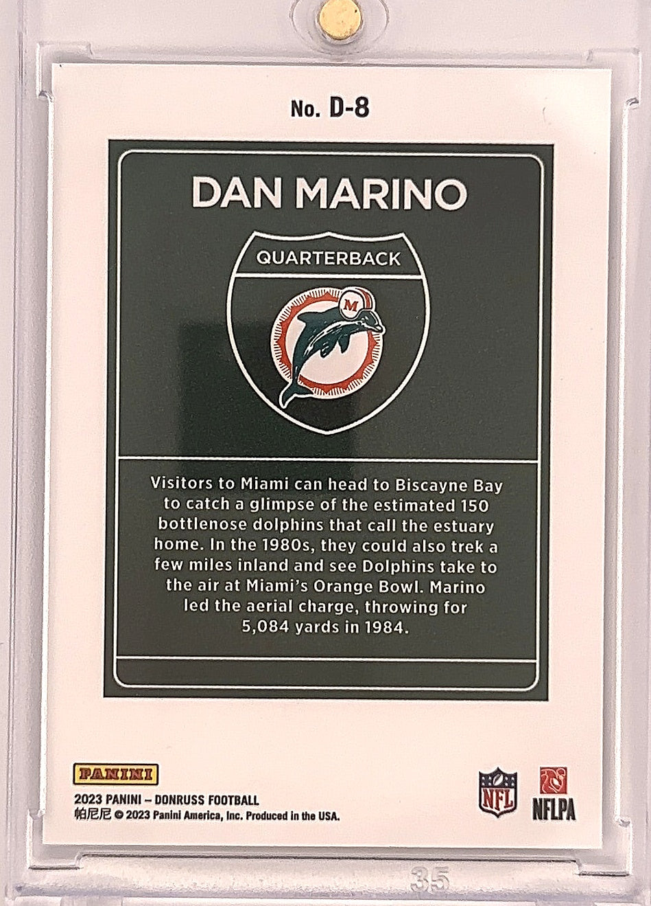 2023 Panini Donruss Optic Downtown Dan Marino #D-8 — back
