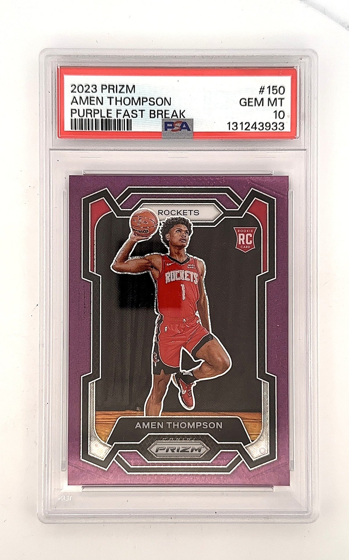 2023 Panini Prizm Amen Thompson [Fast Break Purple] #150 PSA 10 — front