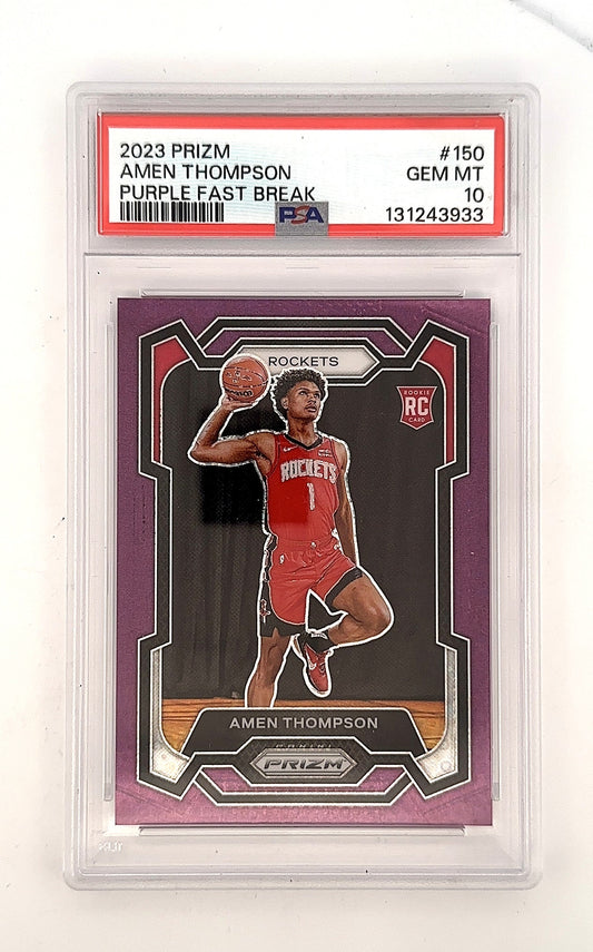 2023 Panini Prizm Amen Thompson [Fast Break Purple] #150 PSA 10 — front