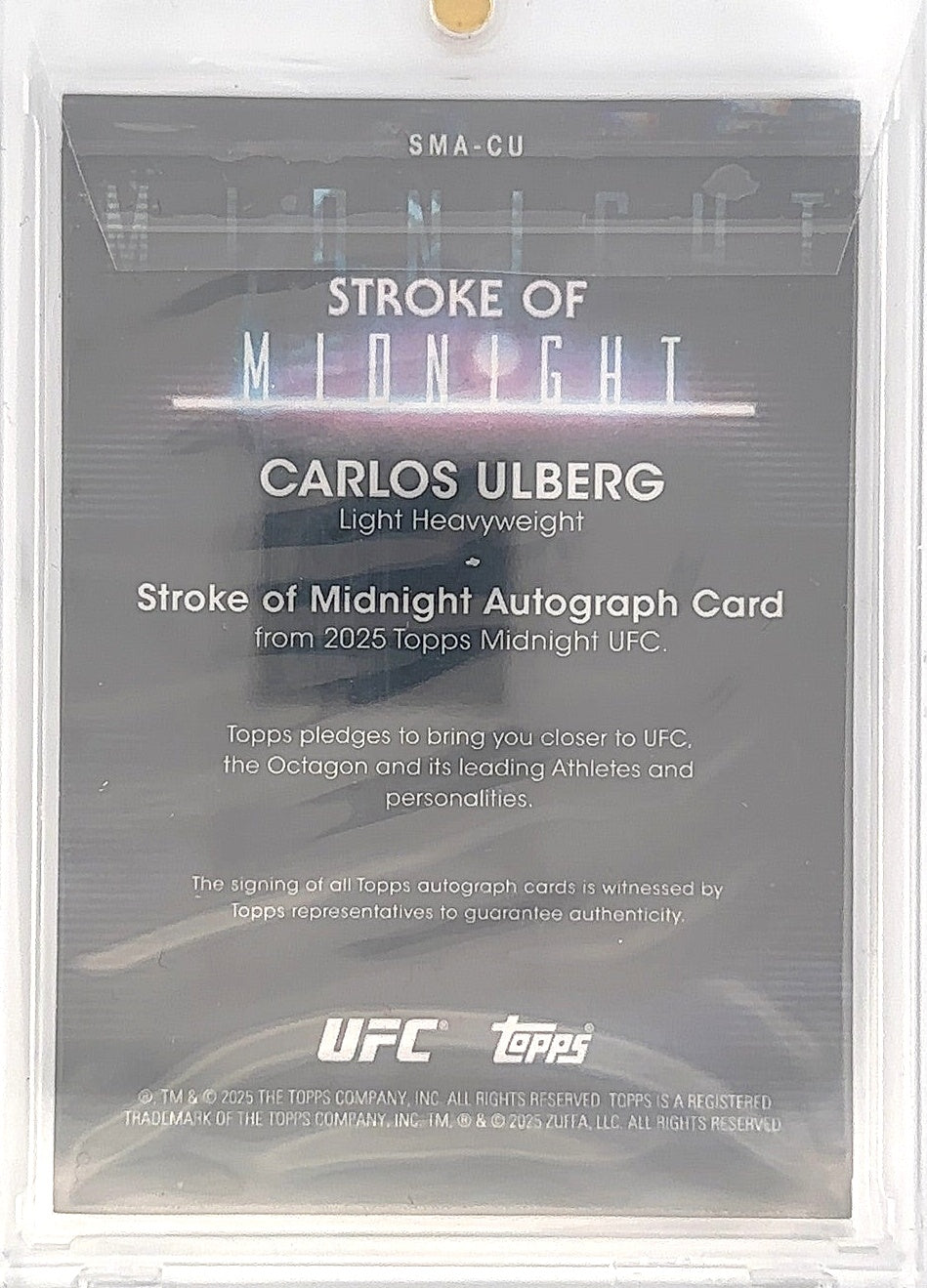 2025 Carlos Ulberg Topps Stroke Of Midnight Auto /25 #SMA-CU — back