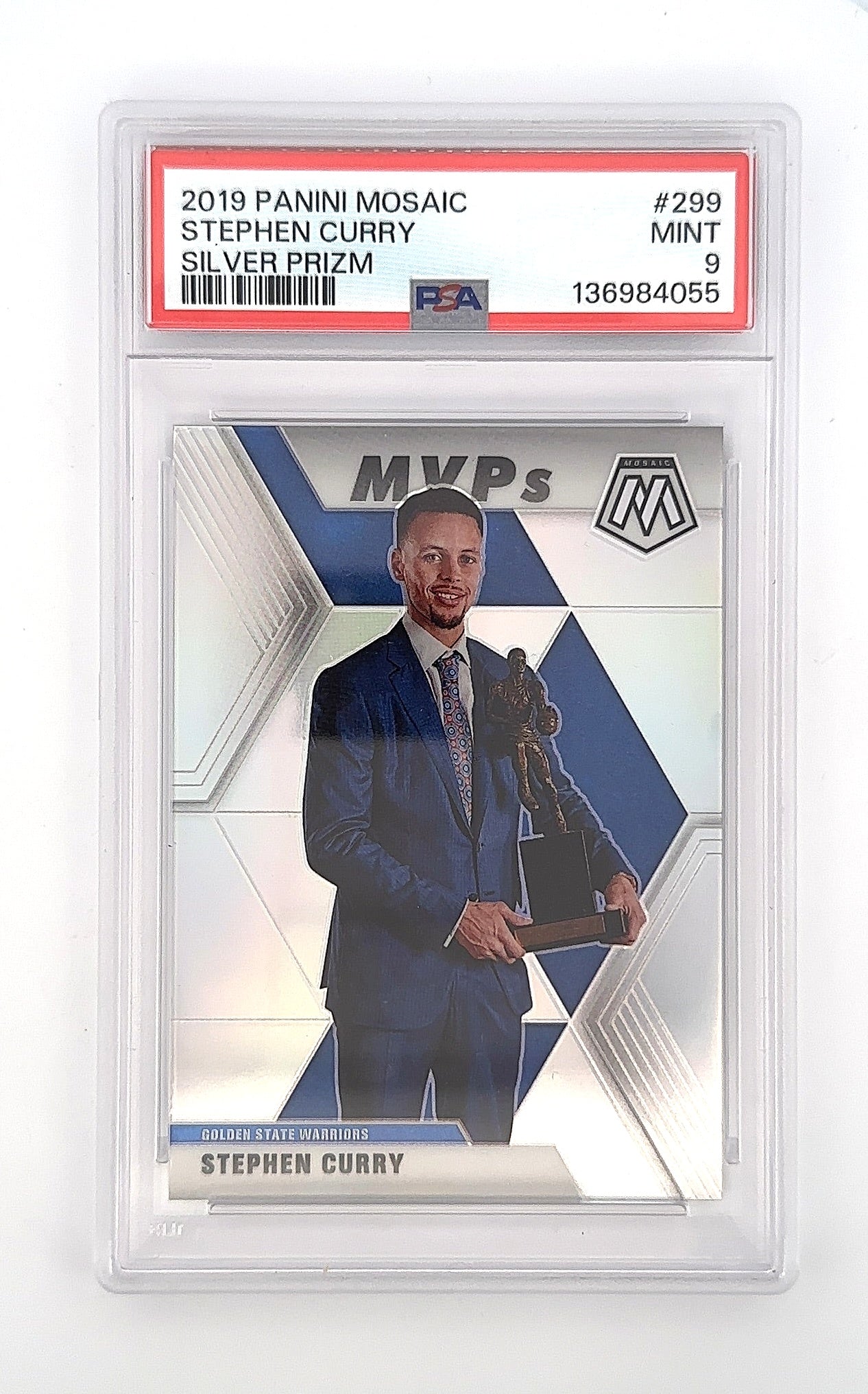 2019 Panini Mosaic Stephen Curry [Silver Prizm] #299 PSA 9 — front