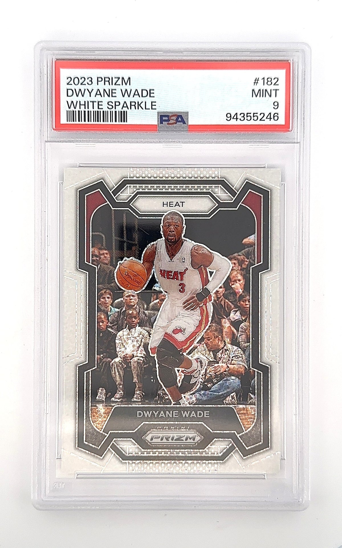 2023 Panini Prizm Dwyane Wade [White Sparkle] #182 PSA 9 — front