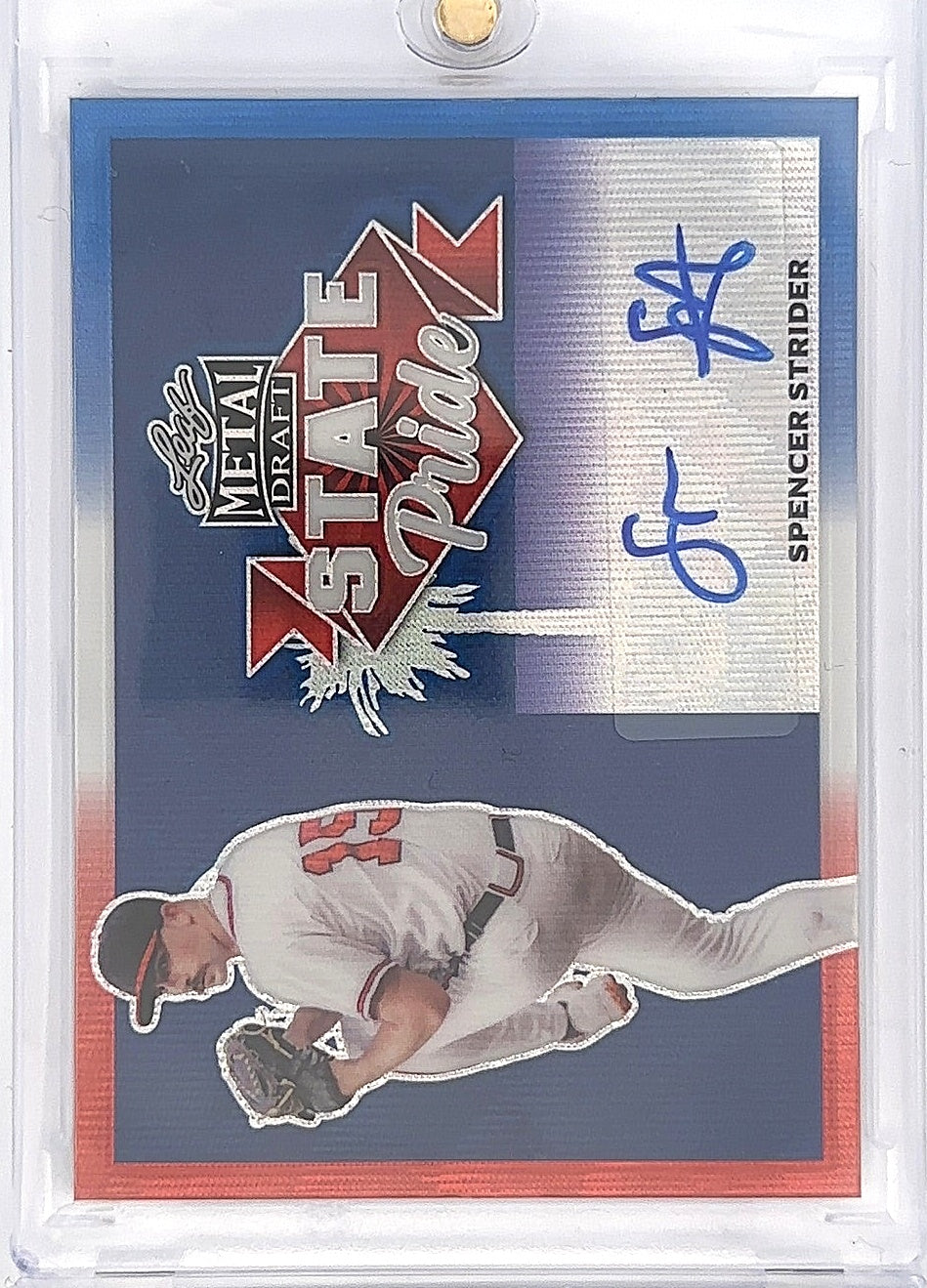 2021 Spencer Strider Leaf Metal Draft State Pride Auto /5 #SP-SS1 — front