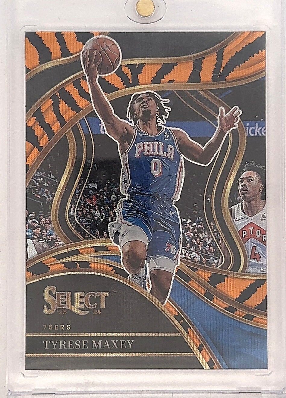 2023 Panini Select Tyrese Maxey [Tiger Prizm] #244 — front