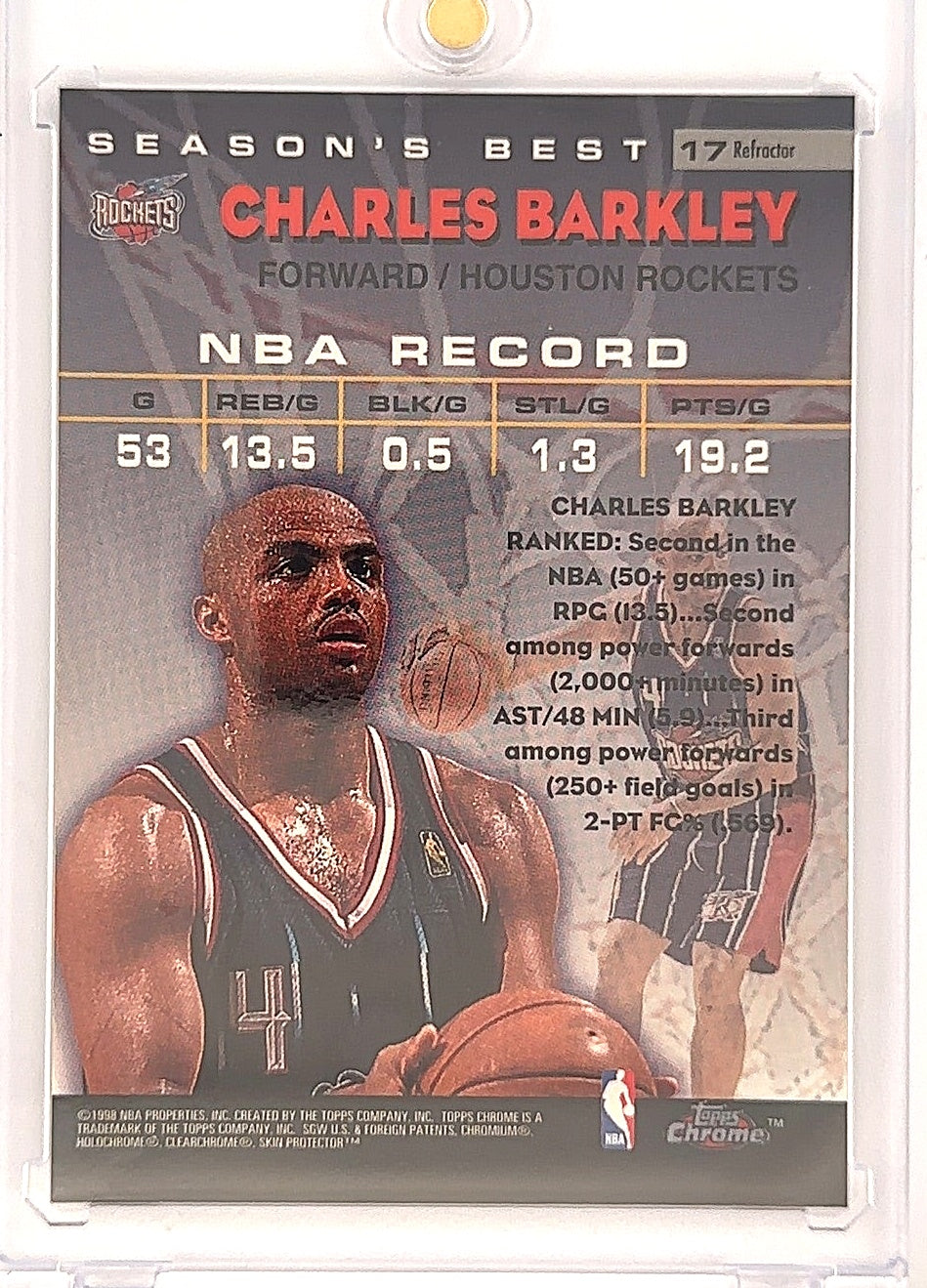 1997 Topps Chrome Season's Best Charles Barkley [Refractor] #17 — back