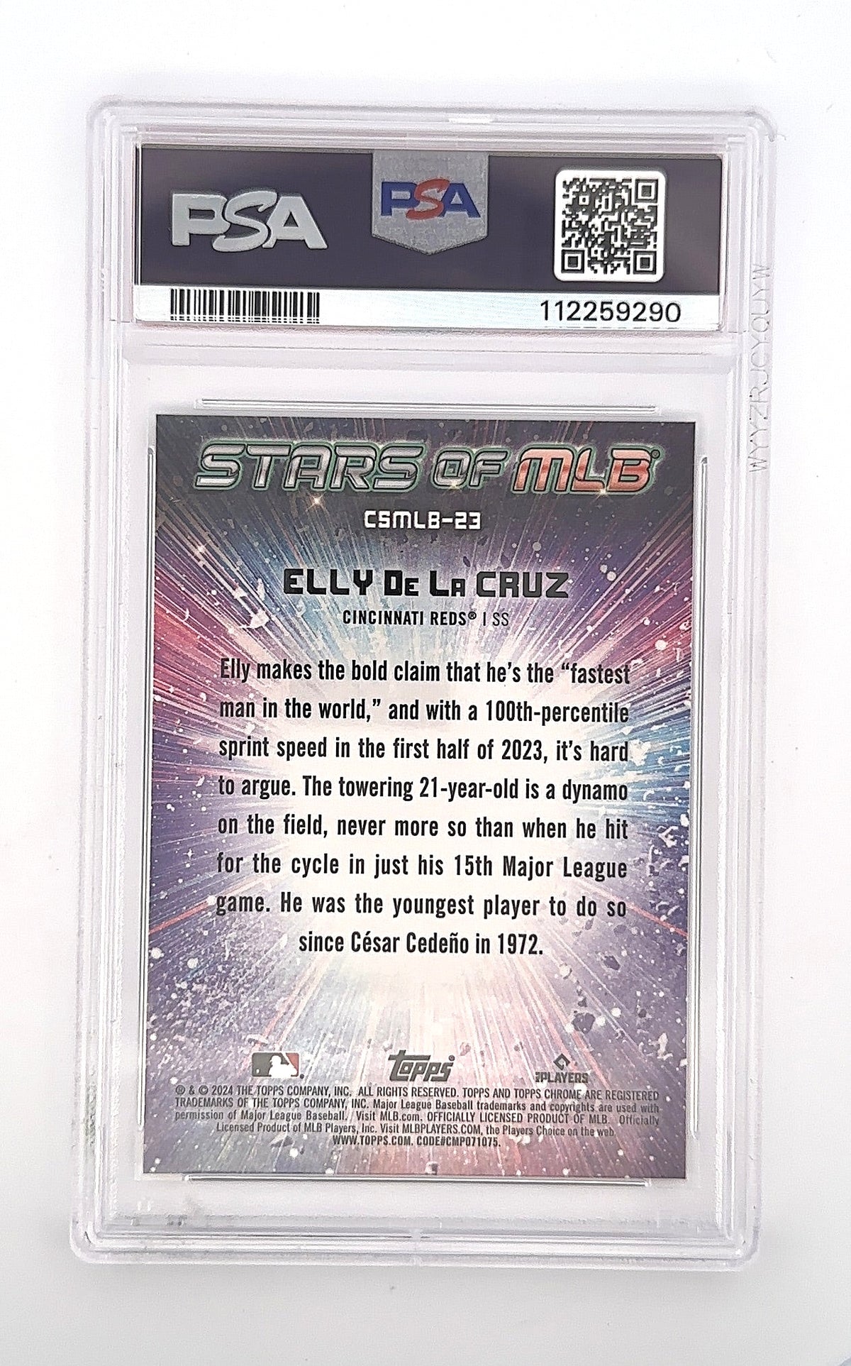 2024 Topps Stars of MLB Chrome Elly De La Cruz #CSMLB-23 PSA 10 — back