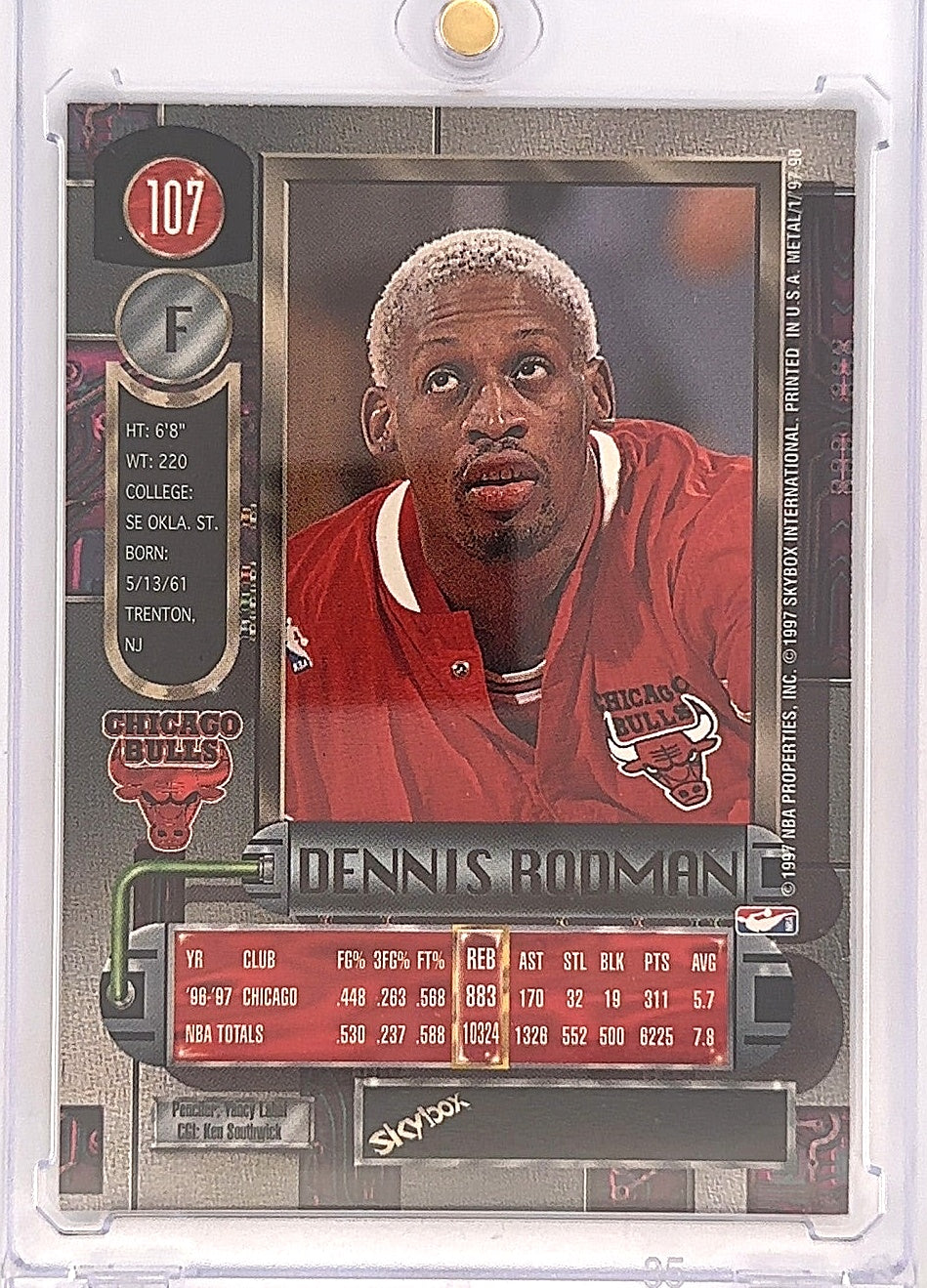 1997 Metal Universe Dennis Rodman #107 — back
