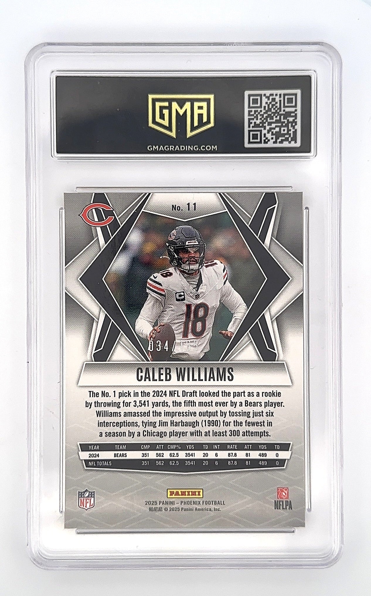 2025 Panini Phoenix Caleb Williams [Yellow Pyramids] #11 — back