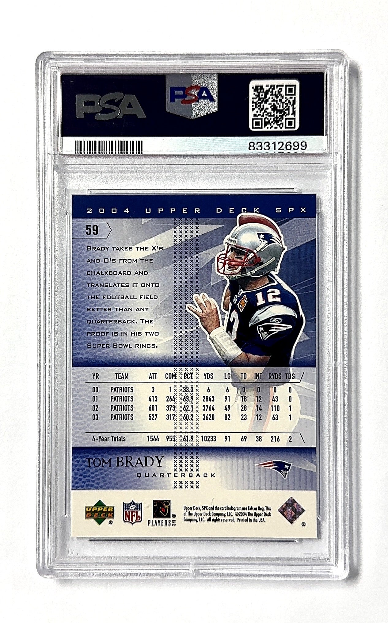 Tom Brady SPx PSA NM-MT 8 — back