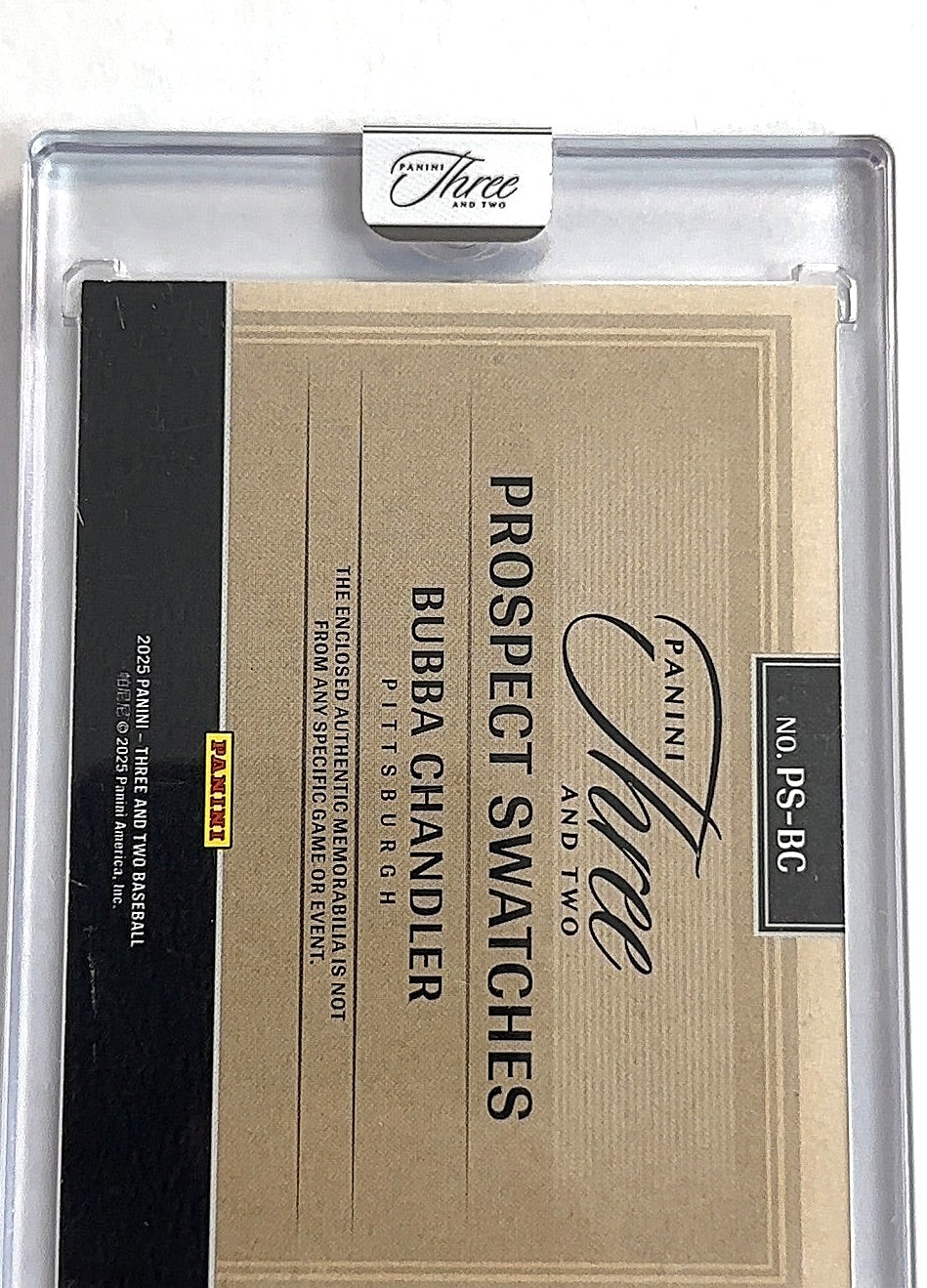 2025 Panini Three and Two Prospect Swatch Bubba Chandler [Holo Platinum Blue] #PS-BC — back