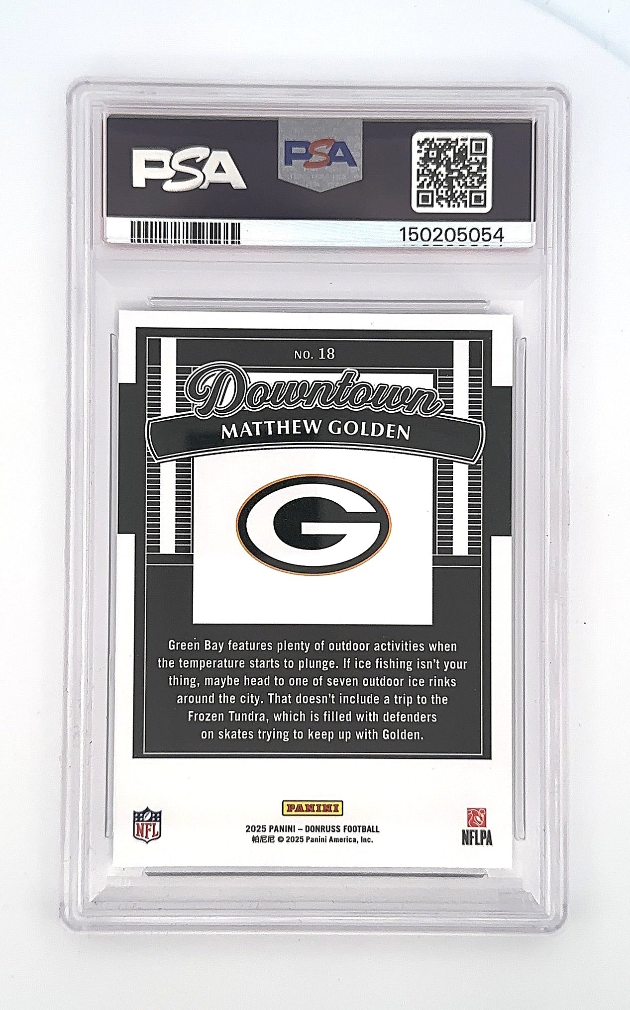 2025 Panini Donruss Downtown Matthew Golden #18 PSA 10 — back