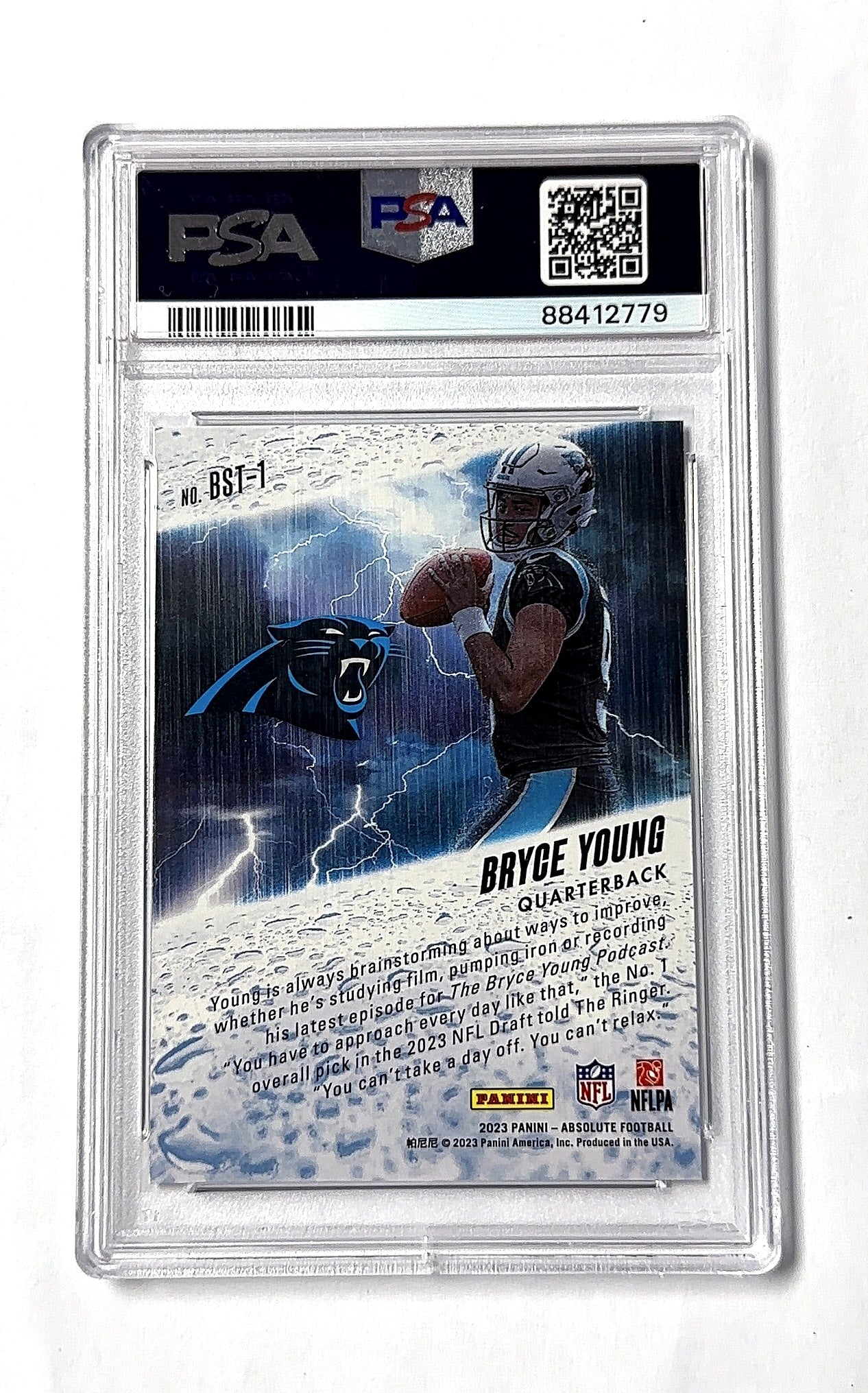 2023 Panini Absolute By Storm Bryce Young #BST-1 RC PSA 10 — back