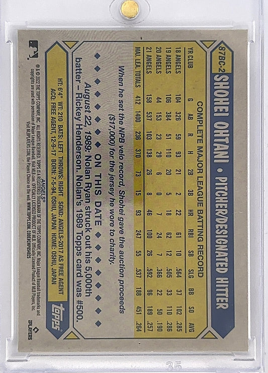 2022 Topps Chrome 1987 Shohei Ohtani Refractor #87BC-2 — back