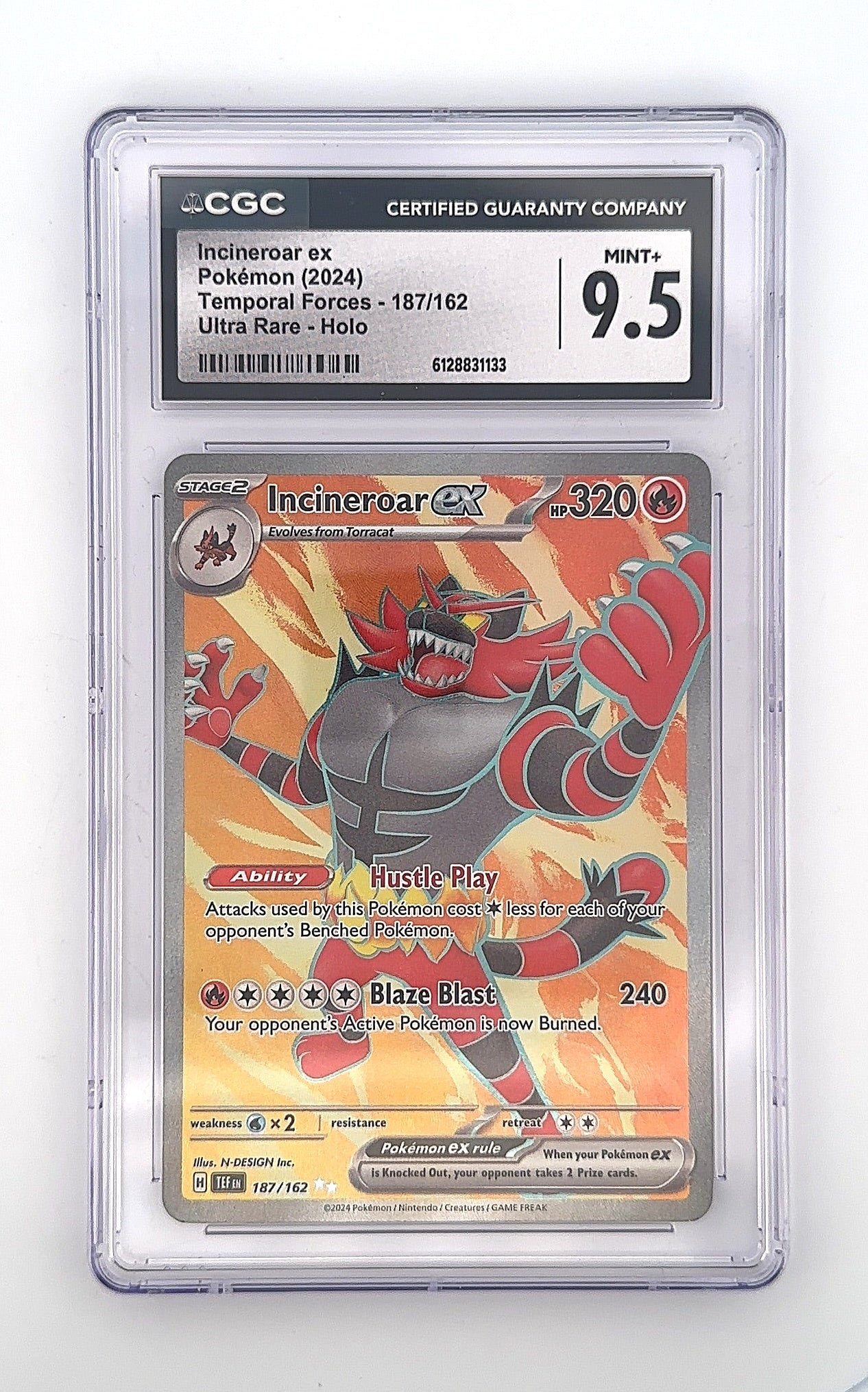 Incineroar ex - 187/162 #187/162 CGC 9.5 — front