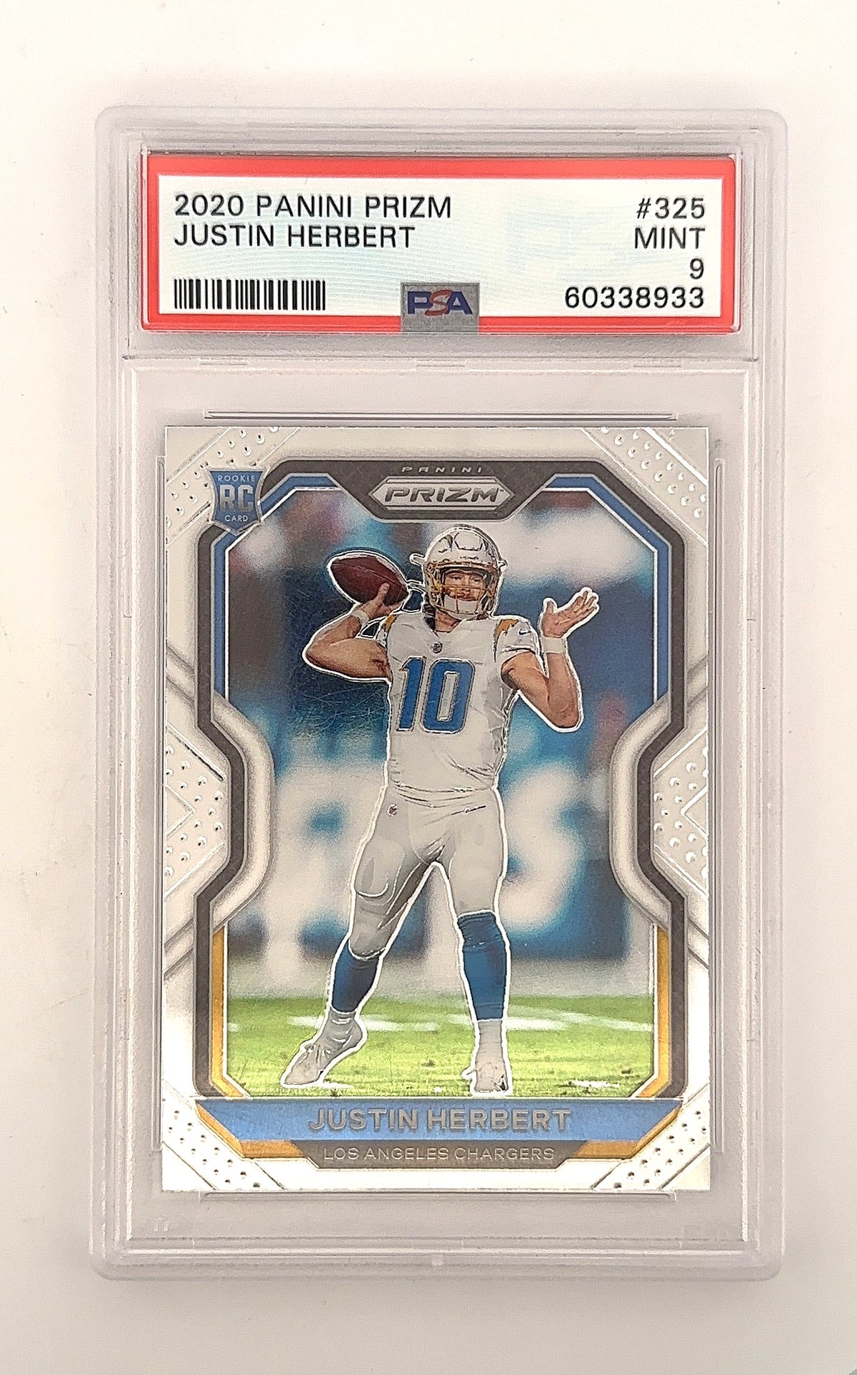 2020 Panini Prizm Justin Herbert #325 PSA 9 — front