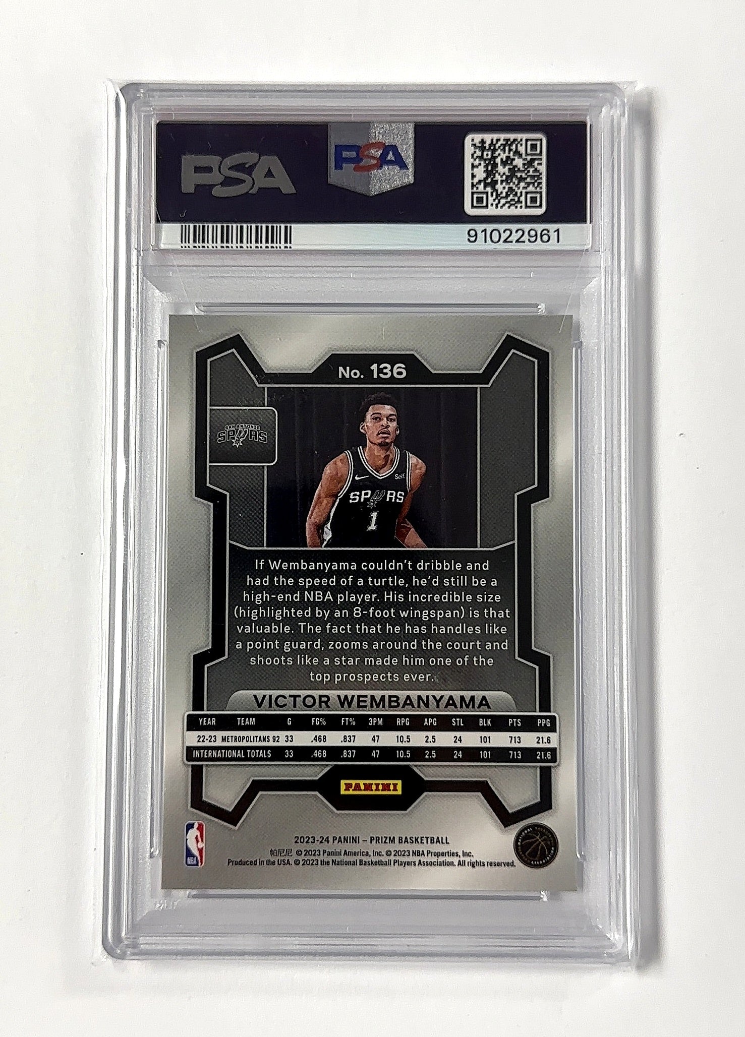 Victor Wembanyama Prizm — back