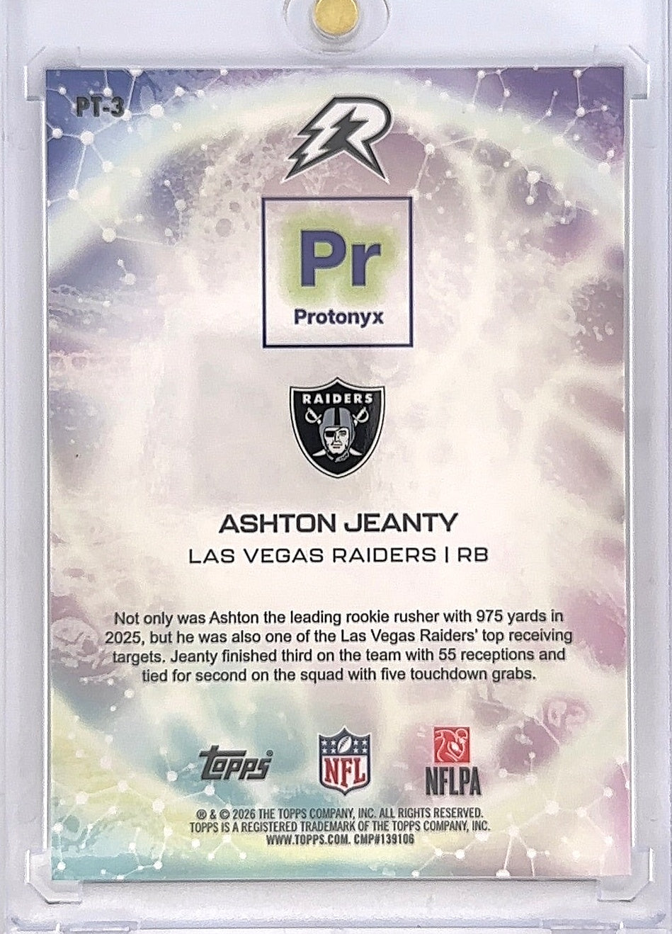 2025 Topps Resurgence Protonyx Ashton Jeanty /350 [Bronze Surge] #PT-3 — back